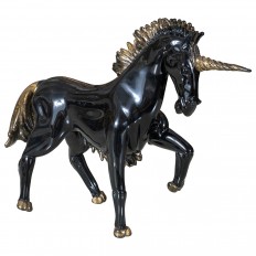 Black Murano glass unicorn sculpture